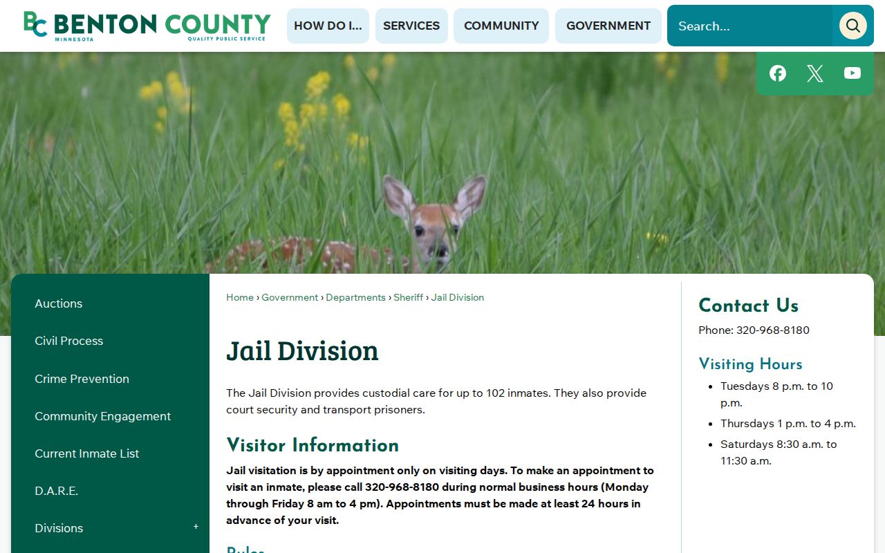 Benton County Jail release records contact and facility details